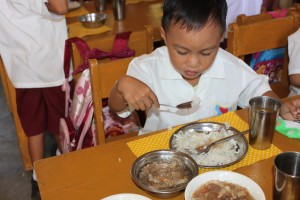 "I have the right to have enough food, a healthy and an active body. "Supplementary feeding program realizes the basic right of thousands of children to nutrition in the country.