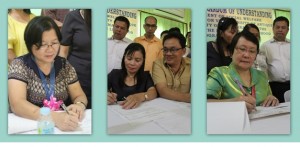 UA College Deans and Directors affix their thumb marks and signatures as pledge of commitment for the greater service of Antiqueños through the sustainable livelihood program in Valderrama, Antique (photos by Nicolas B. Banquero)