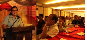 DSWD6 regional director Ma. Evelyn Macapobre delivers her State of the Region Address before representatives of National Government Agencies (NGAs), media, Civil Society Organizations and beneficiaries of Pantawid Pamilyang Pilipino Program