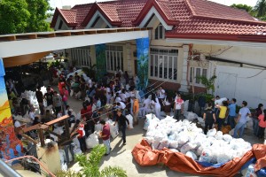 Sacks of family packs scatter anywhere in the compound of DSWD regional office, which is operating round-the-clock to ensure families affected by typhoon are given relief. 